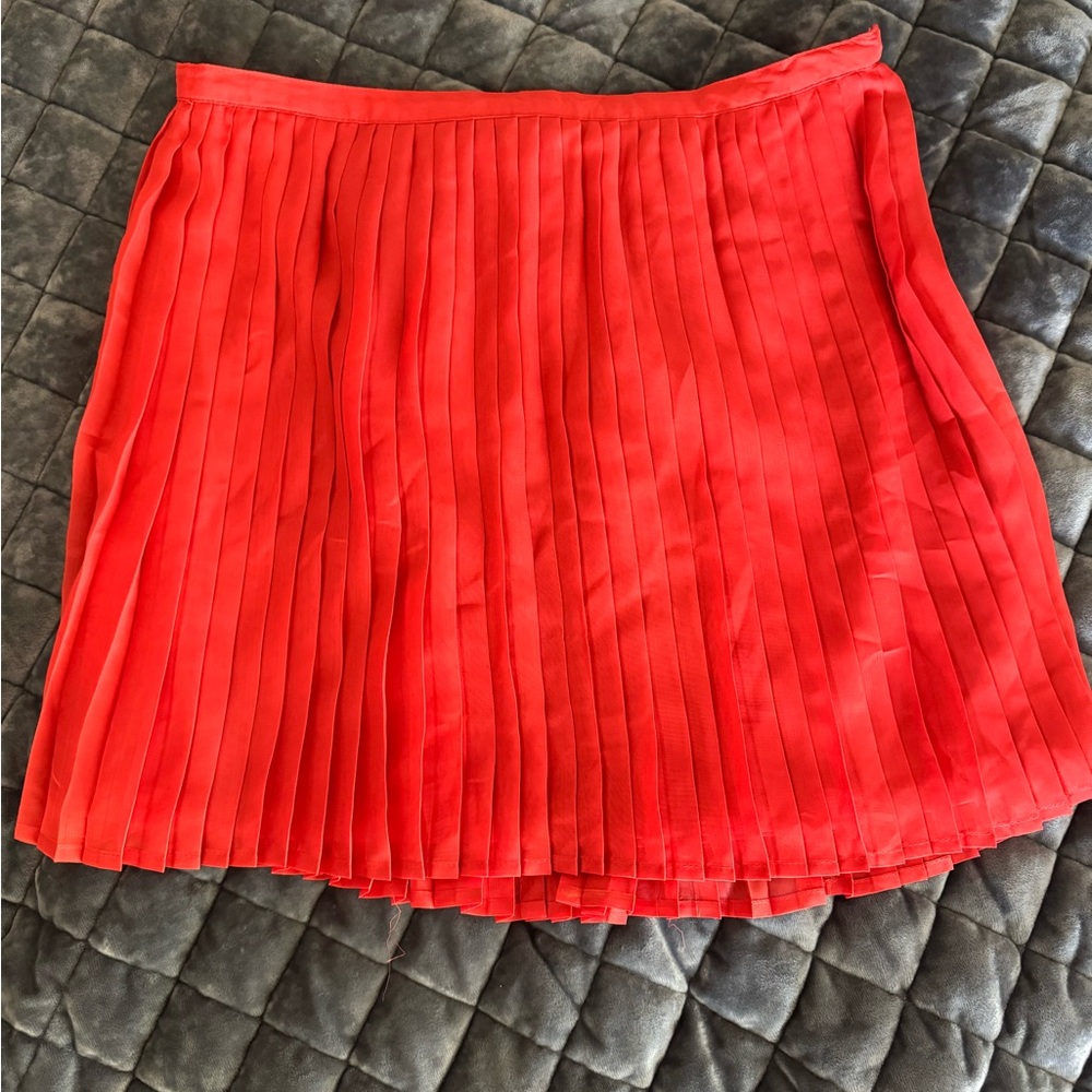 Elegant Orange Pleated Skirt